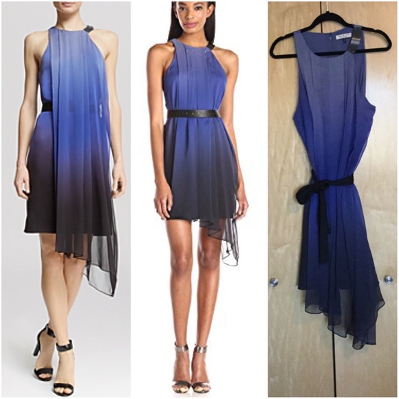 Halston Heritage Dresses & Skirts - HALSTON Satin Georgette Asymmetrical Flowy Drape